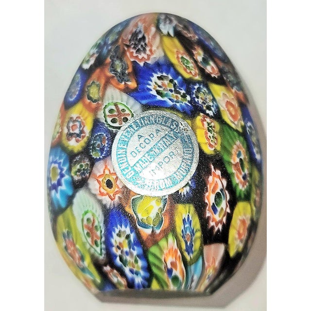 1970s 1970s Murano Glass Mille Fiore Egg Paperweighti For Sale - Image 5 of 7