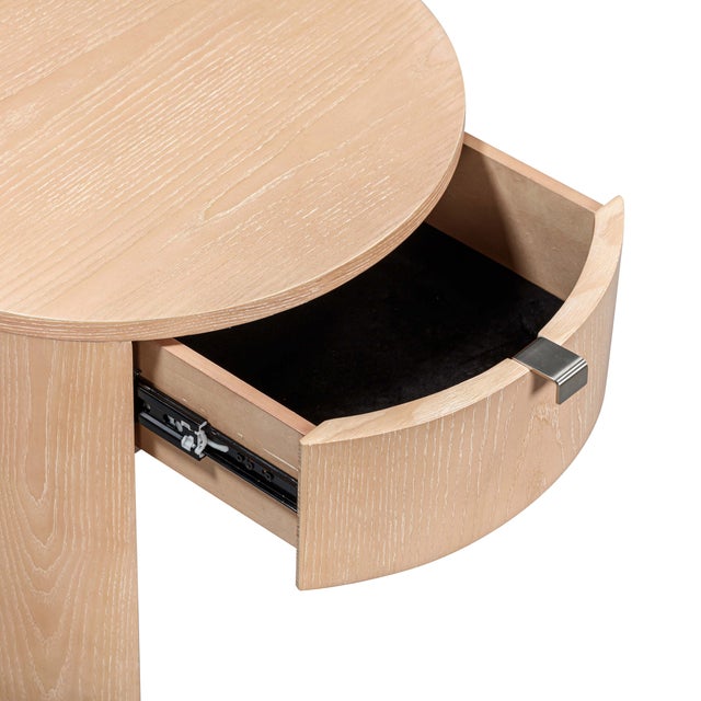 Wood Marlow Natural Wood Round Nightstand For Sale - Image 7 of 9