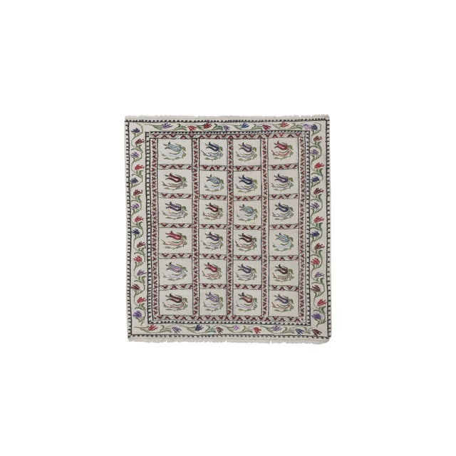 Vintage Aubusson Tulip Motif Kilim Rug For Sale - Image 13 of 13