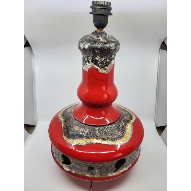 Vintage West German Red Ceramic Double Lighting, 1970s For Sale - Image 6 of 18