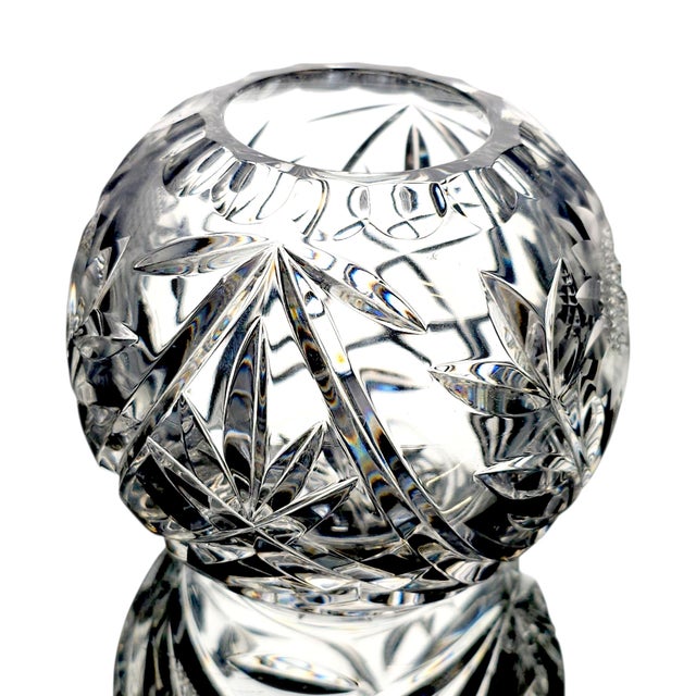 Lausitzer Margaret German Lead Crystal Rose Bowl 5" Sunflower Pattern For Sale - Image 10 of 14