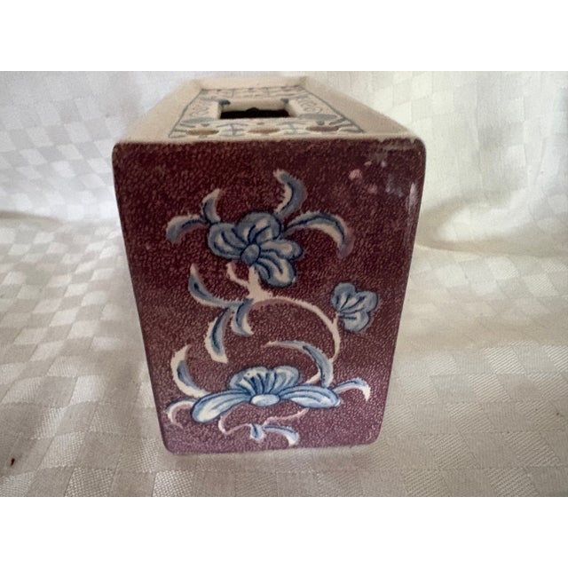 Traditional Dutch Delft Rectangular Plant Flowers Frog For Sale - Image 9 of 11