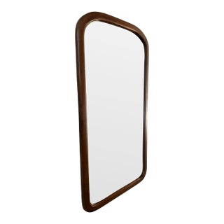 Vintage Antique Solid Cherry Wood Beveled Wall Mirror 1930s 1940s For Sale