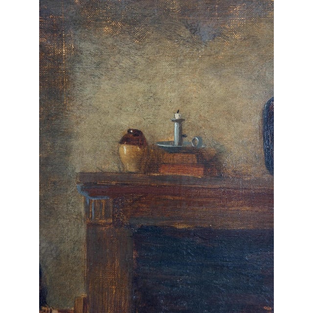 British Artist, Victorian Cottage Interior with Mother and Children, 1860-1870, Oil on Canvas For Sale - Image 17 of 18