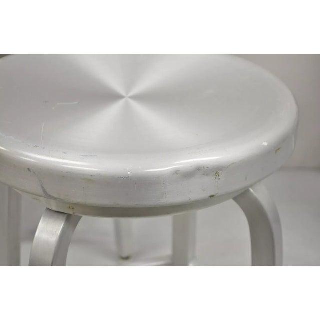 Crate & Barrel Brushed Aluminum Metal Swivel Counter Stools - Set of 4 For Sale In Philadelphia - Image 6 of 10