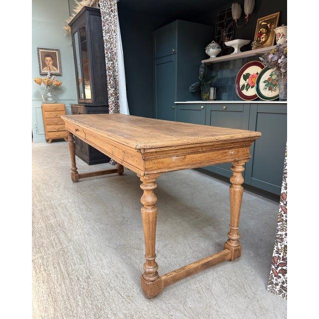Antique Farmhouse Table with Turned Oak Legs, 1890s For Sale - Image 13 of 13