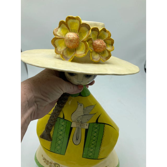 1970s Vintage Sermel Signed Paper Mache Folk Art Mexican Woman For Sale - Image 5 of 8