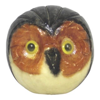 Hand Carved Italian Alabaster Owl Mid Century For Sale