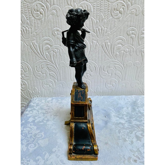 Late 19th Century Antique Boy Harvester Bronze on Hand Painted Stand For Sale - Image 10 of 13