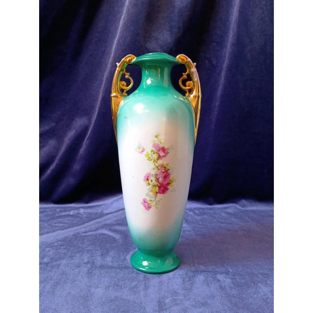Late 20th Century Antique Victorian Victoria Carlsbad Austria Portrait Vase, Victorian Art Nouveau Hand Painted Porcelain Urn, G M Asmann the Secret For Sale - Image 5 of 13