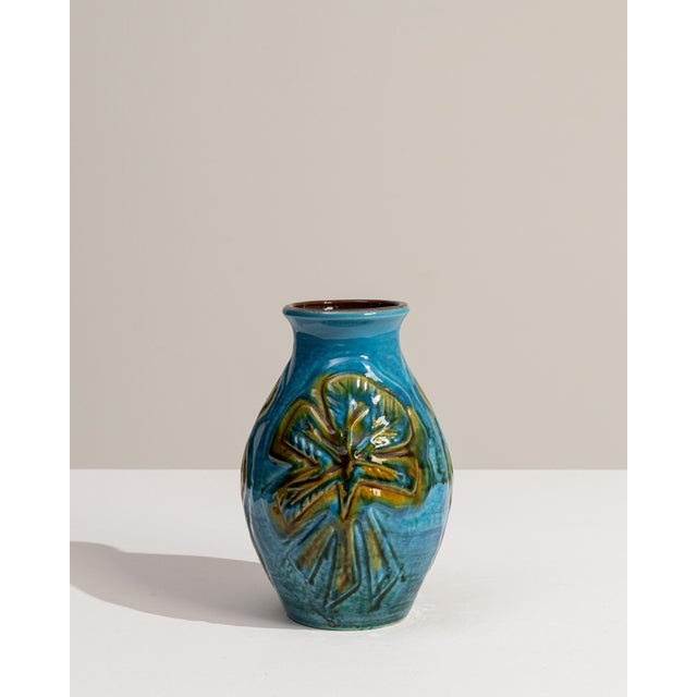 1960s Germany Blue Ceramic Vase For Sale - Image 11 of 18
