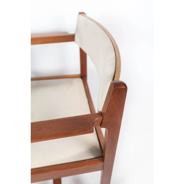 1960s Danish Mahogany and Light Fabric Armchair from Søborg, 1960s For Sale - Image 5 of 12