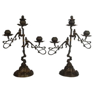 Art Nouveau Candlesticks, 1890s, Set of 2 For Sale