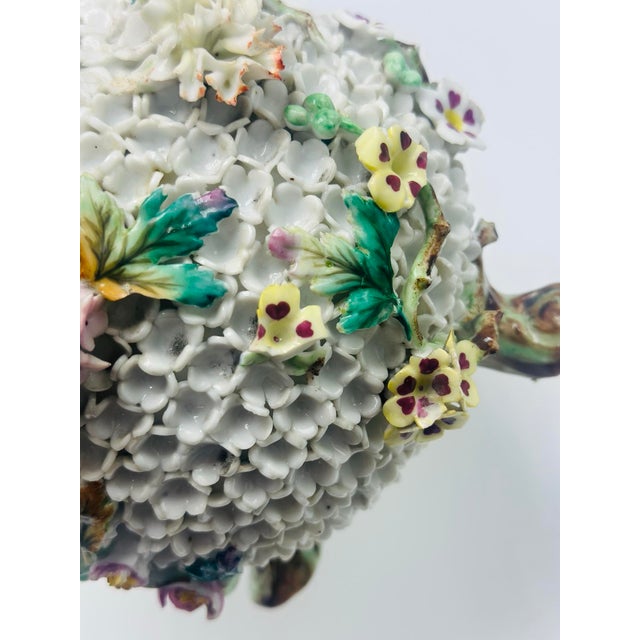 1920s Porcelain Flower Encrusted Vase For Sale - Image 5 of 10