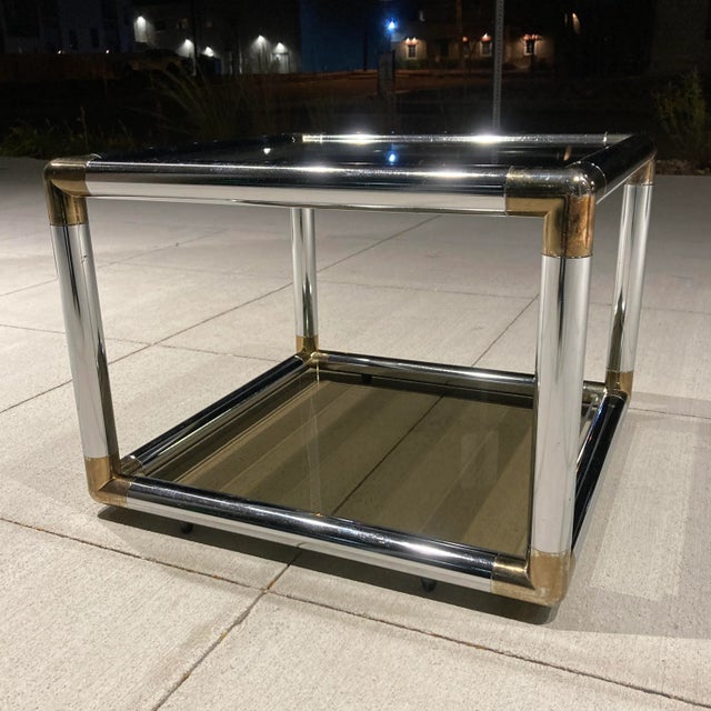 1970s Tubular Chrome End Table For Sale - Image 5 of 13
