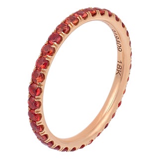 Lugano Mandarin Garnet 18k Rose Gold Eternity Band, Size 6 For Sale
