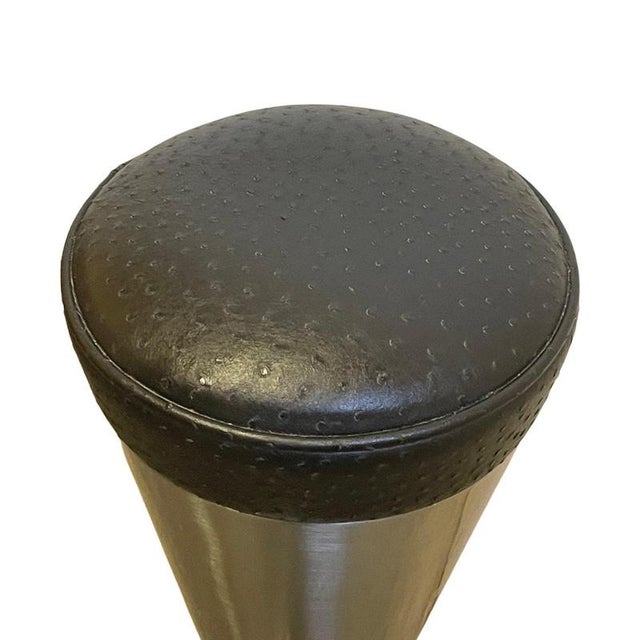 Stainless Steel Bar Stool with Leather Seat by Leo Thafvelin Johanson, Sweden For Sale - Image 5 of 9