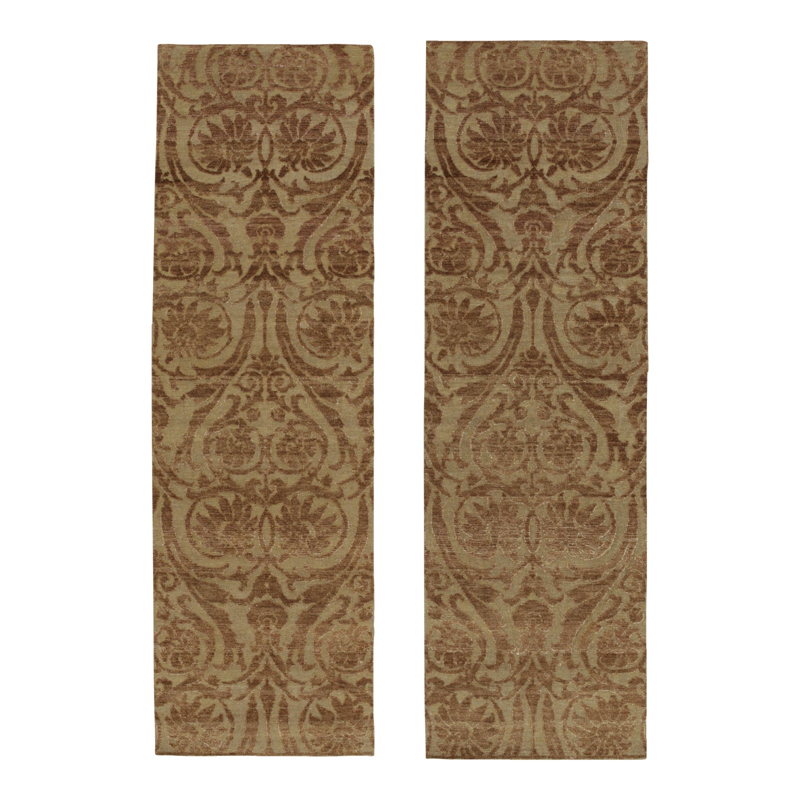 2010s Rug & Kilim’s European Style Twin Runners in Beige With Brown ...