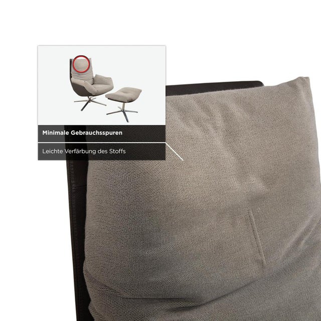 Beige Set of Cordia Lounge Chair and Ottoman in Leather and Fabric from Cor For Sale - Image 8 of 17