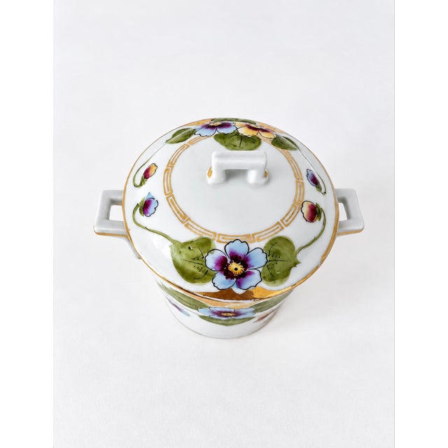 1920s Handpainted Floral Lidded Vase With Handles For Sale - Image 11 of 14