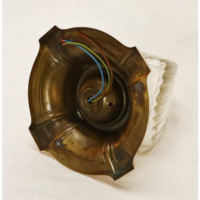 Art Nouveau Glass and Brass Ceiling Lamp, 1890s For Sale - Image 9 of 10