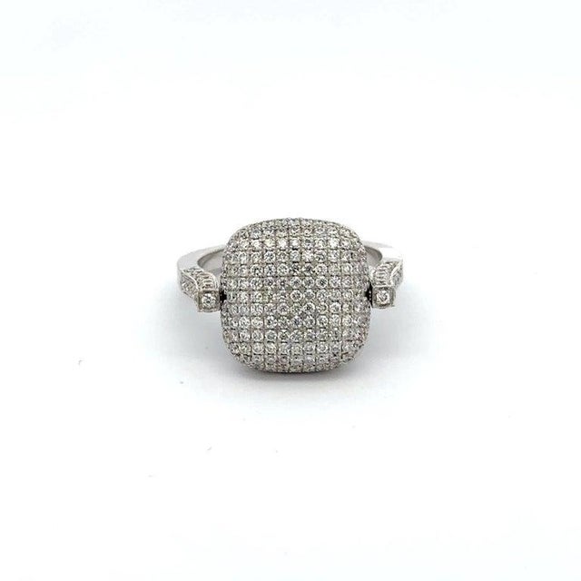 Not Yet Made - Made To Order 18k White Gold Diamond Flip Ring Size 7 For Sale - Image 5 of 12