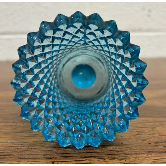 Late 20th Century Vintage Diamond Cut Swirl Glass Votive Candle Holder For Sale - Image 5 of 6