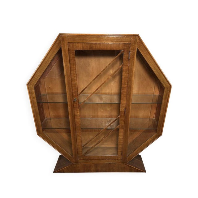Art Deco Hexagonal Walnut Display Cabinet, 1920s-1930s For Sale - Image 10 of 10