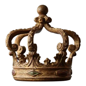 Rare Antique European Gilt Gesso + Carved Wood Demilune Bed Crown / Corona, Circa Mid 19th Century