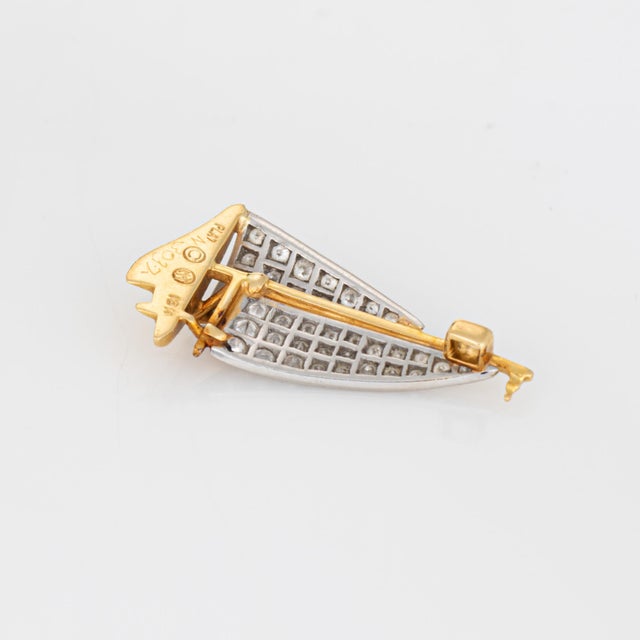 Art Deco 1920s McTeigue Sailboat Pendant Vintage Diamond Platinum 18k Gold Art Deco Jewelry For Sale - Image 3 of 4