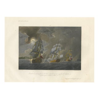 After Baron Théodore Gudin, French Triton Fighting HMS Jupiter and Medea, 1840, Engraving For Sale