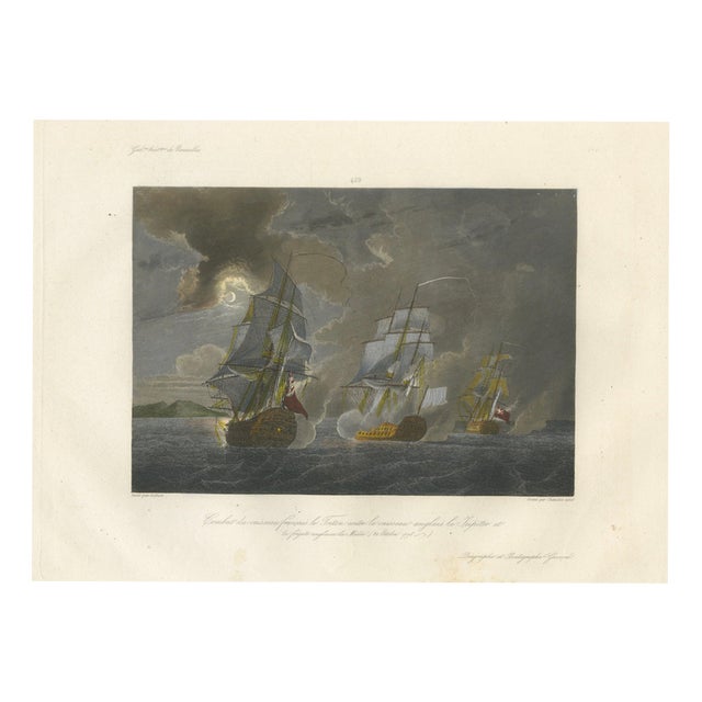 After Baron Théodore Gudin, French Triton Fighting HMS Jupiter and Medea, 1840, Engraving For Sale