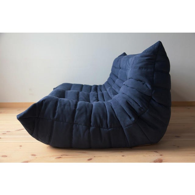 Set of Blue Microfiber Togo 2- and 3-Seat Sofa by Michel Ducaroy for Ligne Roset For Sale - Image 6 of 8