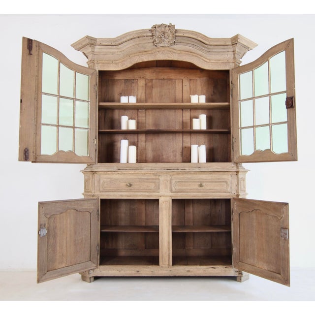 18th Century Provincial Buffet À Deux Corps Cabinet in Bleached Oak For Sale - Image 6 of 18