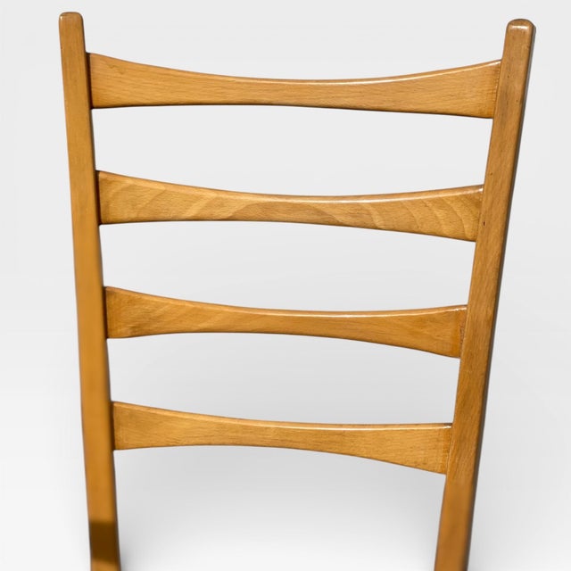 Set of Six Mid-Century Modern Ladderback Dining Chairs With New Upholstery For Sale - Image 15 of 18