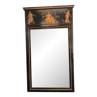 19th Century Giltwood and Painted Trumeau Wall Mirror in Louis XVI Style For Sale