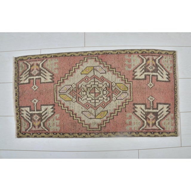 1960s Handmade wool and cotton rug in Turkish Anatolian Small Rug, Vintage Doormat Rug, Turkish Decorative Rug, Handmade...