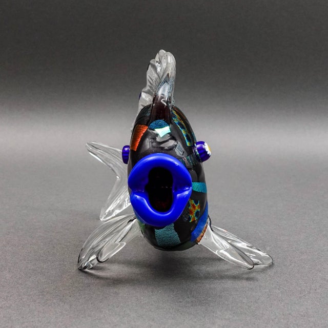 Mid-Century Modern Bruce Fruend Signed Iridescent Dichroic Hand Blown Art Glass Fish Sculpture For Sale - Image 3 of 9