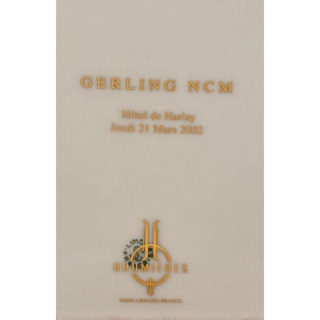 Early 21st Century Advertising French Limoges Ceramic White With a Blue Logo Catchall Ashtray For Sale - Image 5 of 7