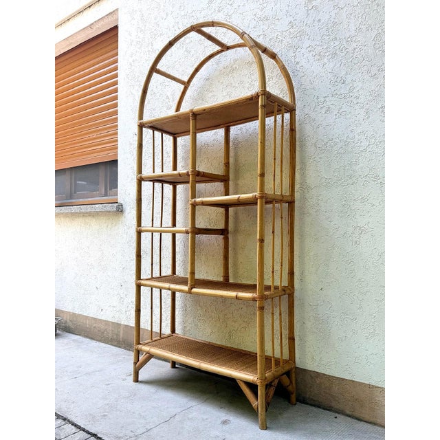 Bookcase in Bamboo, Malacca and Vienna Straw from Vivai del Sud, 1960 For Sale - Image 12 of 13