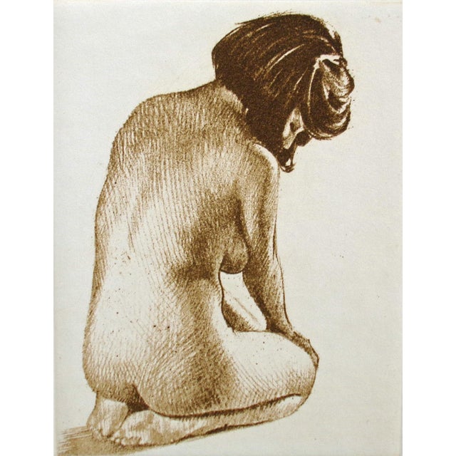 Nude Study Vintage Etching by Roger Hebbelinck Hand signed by the artist in pencil Nude Study unframed Vintage Etching on...