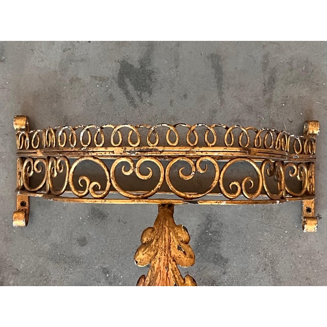 19th Pair of Gilded French Wrought Iron Console Tables For Sale - Image 11 of 18