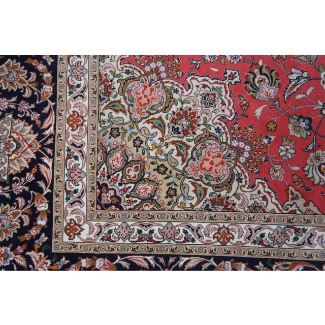 Mid 20th Century Very Fine Silk & Wool Floral All Over Red Medallion Birds Area Rug Carpet 13' X 10' For Sale - Image 11 of 12