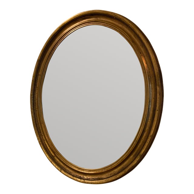 Antique Mirror Oval Round Entryway Foyer Sideboard Vintage For Sale