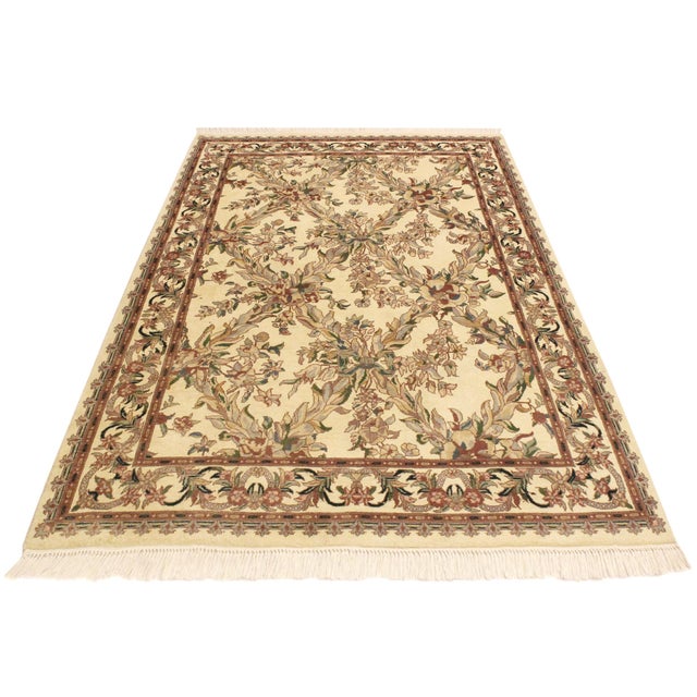 1990s Shabby Chic Basan Pak-Persian Beige/Gray Wool Rug - 4'0'' X 6'2'' For Sale - Image 5 of 9