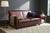 Mid-Century Modern Crate & Barrel Vintage Hand-Dyed Burgundy Leather Loveseat With Rich Patina and Sloped Arms For Sale - Image 3 of 15