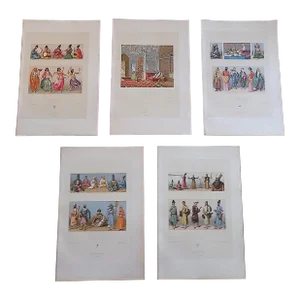 Antique 19th Century Folio Size Historical Lithographs of Persian Scenes - Set of 9