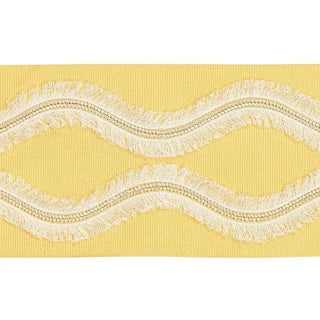 Schumacher Ogee Embroidered Tape in Yellow For Sale