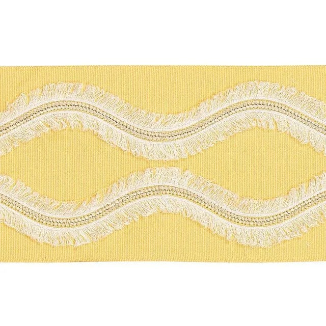 Schumacher Ogee Embroidered Tape in Yellow For Sale