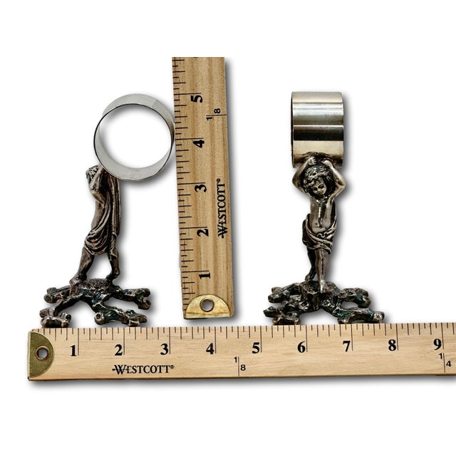 Outstanding Orig. Set of 5 Large Antique Victorian Sheffield England Silverplate Figurative Putti Napkin Rings Circa 1900 For Sale In Boston - Image 6 of 18